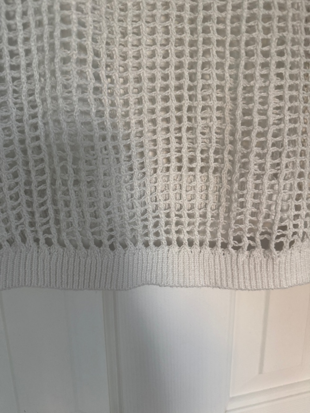 White Open-Knit Short Sleeve Sweater - Picture 6 of 6